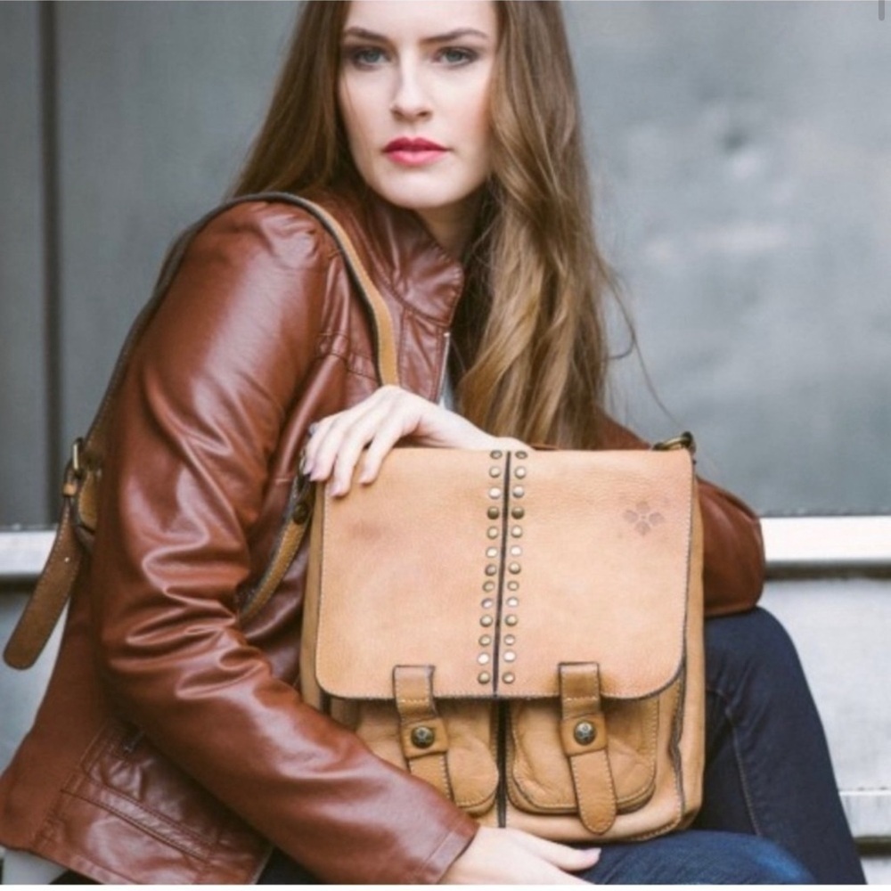 Patricia Nash Boho “Armeno” crossbody leather bag with studs and pockets